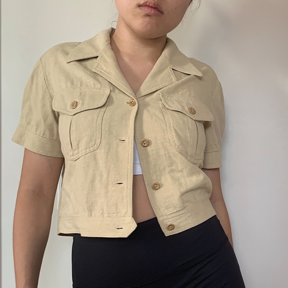 CANVAS BUTTON-UP CROP TOP